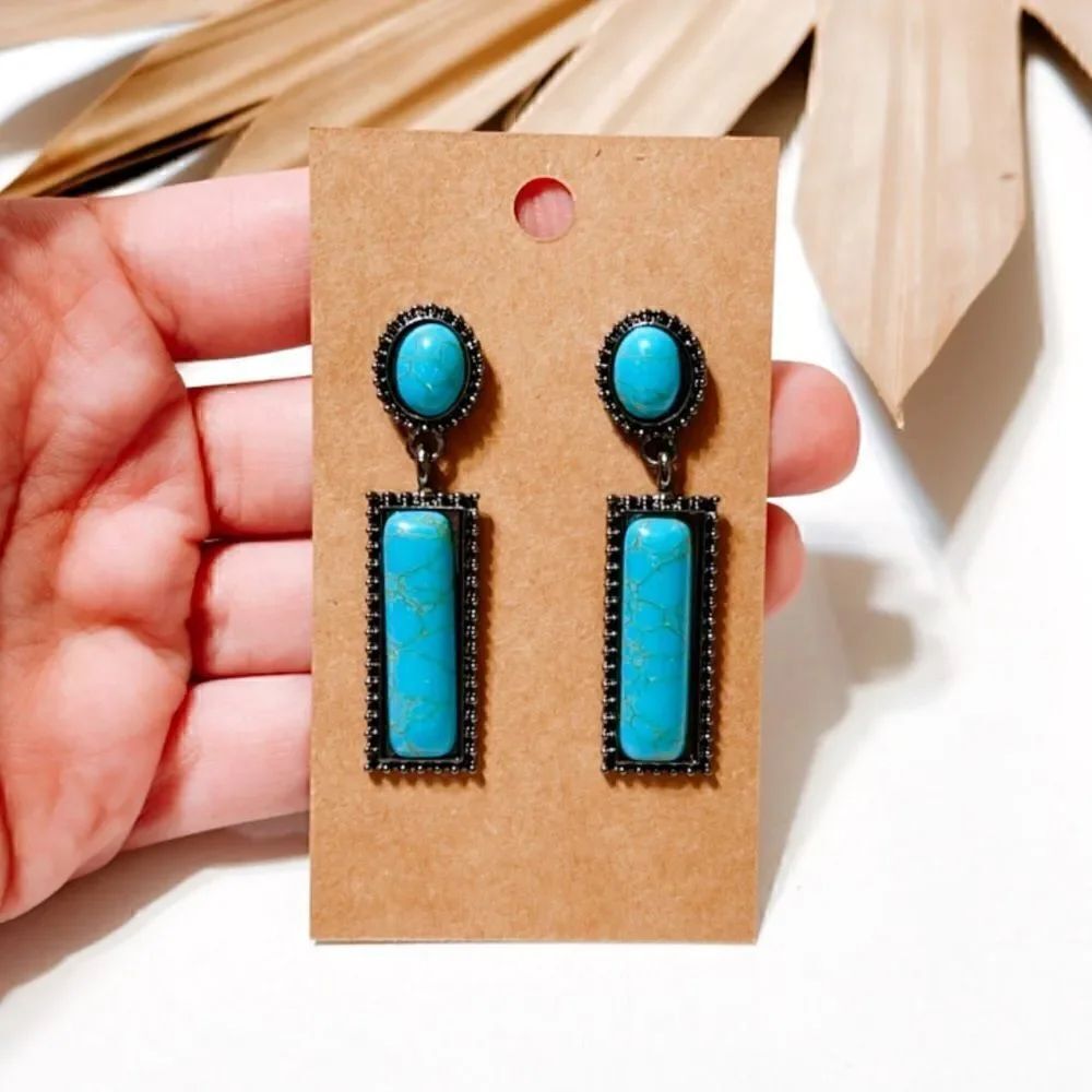 Stone dangle earrings S312